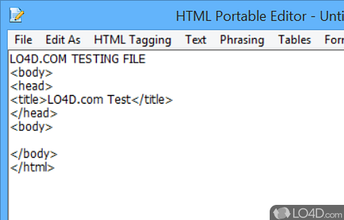 To quickly edit HTML pages, by providing you with HTML tags, forms - Screenshot of HTML Portable Editor