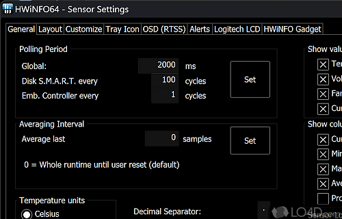 Generate complete reports about hardware. Monitor hardware - Screenshot of HWiNFO32