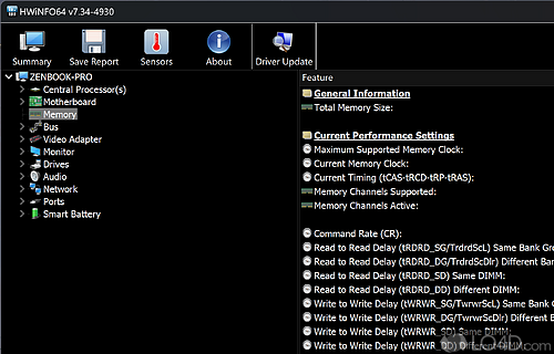 Investigate device information and create detailed reports - Screenshot of HWiNFO