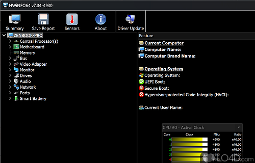 Shows extensive information on the computer's hardware components such as HDD temp - Screenshot of HWiNFO