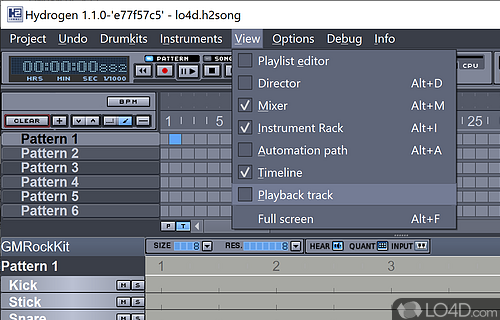 Hydrogen drum machine deals patterns