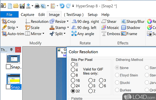 Built-in image editing options - Screenshot of HyperSnap
