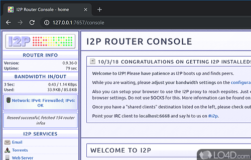 A free (gpl) Security program for Windows - Screenshot of I2P