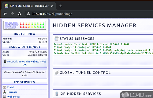 User interface - Screenshot of I2P