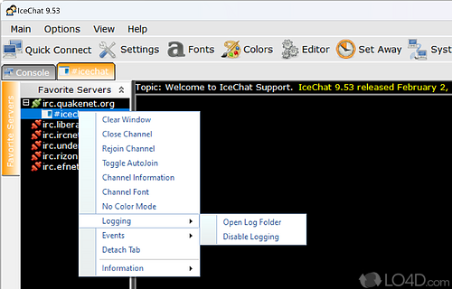 Internet Relay Chat client - Screenshot of IceChat