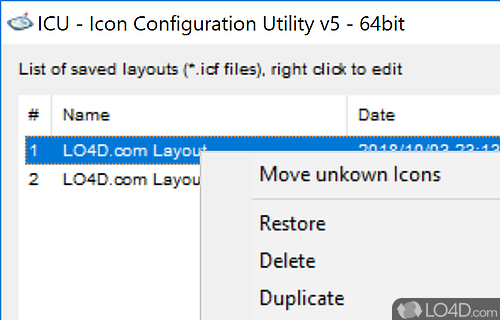 User interface - Screenshot of Icon Configuration Utility