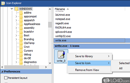 Approachable GUI and options - Screenshot of Icon Explorer
