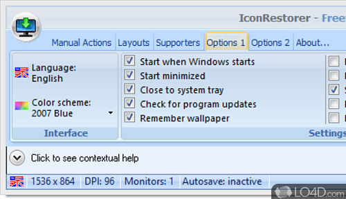 Create custom new layouts - Screenshot of IconRestorer