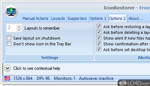 Save desktop layouts and keep things clean and tidy - Screenshot of IconRestorer