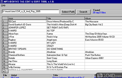 Screenshot of ID3 Edit and Sort Tool - User interface