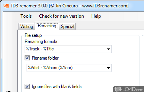 Screenshot of ID3 Renamer - Rename tens of thousands of files by reading ID3 tags to whichever naming convention you choose with only a few mouse clicks