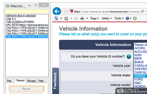 Screenshot of iMacros - Reliable and intuitive browsing autofill application what can integrate in browsers