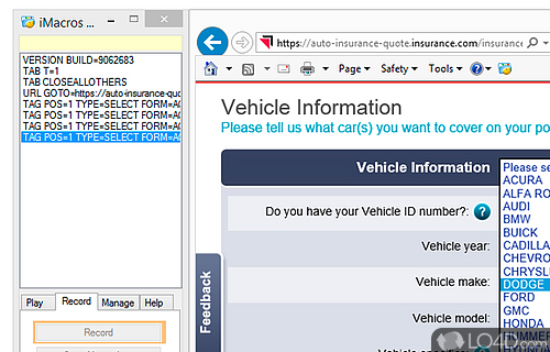 iMacros Web Automation and Web Testing Screenshot