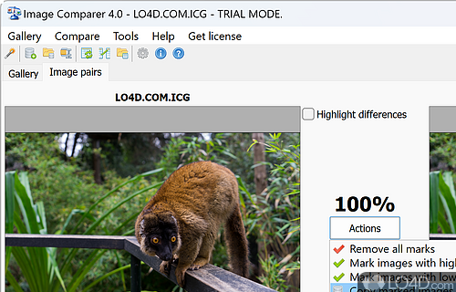 User interface - Screenshot of Image Comparer