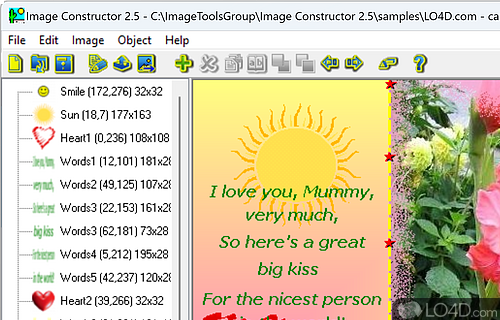 Create amazing graphic files from small images or short texts you have on computer - Screenshot of Image Constructor
