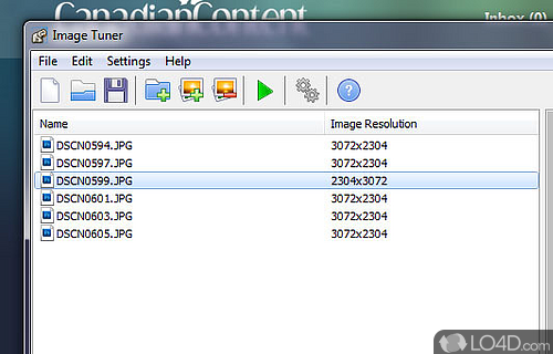 Screenshot of Image Tuner - Process photographs of popular file types in batch mode, such as renaming, resizing, conversion, tweaks, effects