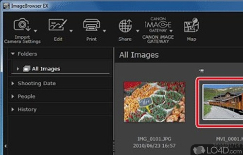 Screenshot of ImageBrowser EX 1.4, a photo editing app for the Windows operating system.