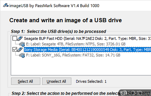 Compact and app developed for easily writing images across multiple USB drives - Screenshot of ImageUSB