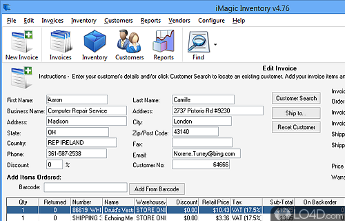 Screenshot of iMagic Inventory - Take full control of inventory and invoicing and manage customer data in an manner