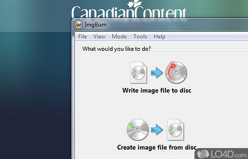 Screenshot of ImgBurn - Burn files to CDs and DVDs, create images, and more