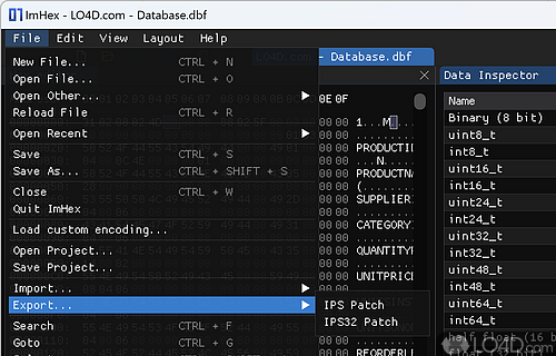 Data inspecting for different imports and file hashing support - Screenshot of ImHex