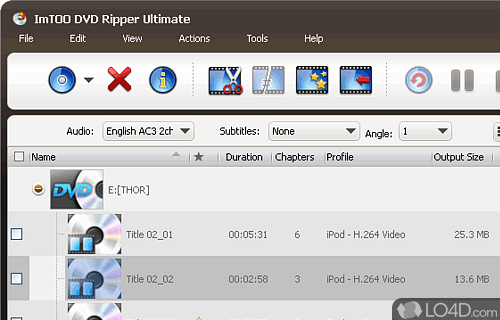 Screenshot of ImTOO DVD Ripper - Rip DVD to video and audio files, split, compress, and customize files