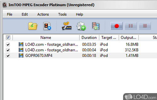 Convert videos between most of the popular file formats out there - Screenshot of ImTOO MPEG Encoder Platinum