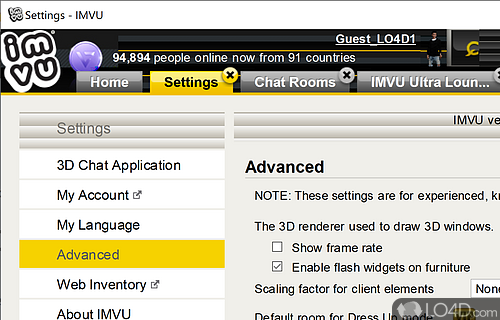 Chat rooms - Screenshot of IMVU Desktop