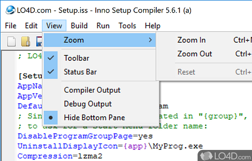 Configure application deployment info - Screenshot of Inno Setup