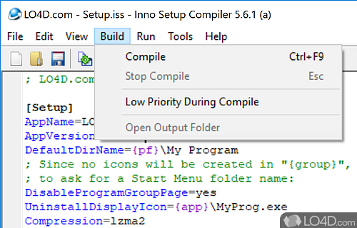 Create EXE installers - Screenshot of Inno Setup Compiler