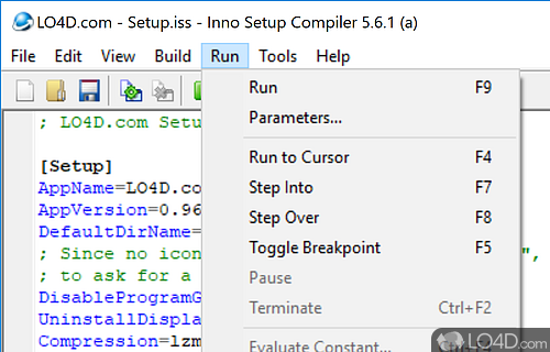 User interface - Screenshot of Inno Setup Compiler