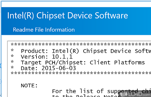 User interface - Screenshot of Intel Chipset Device Software