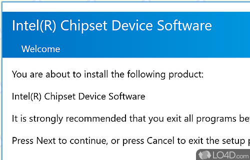 Installs INF files to the target OS to help the functioning - Screenshot of Intel Chipset Device Software