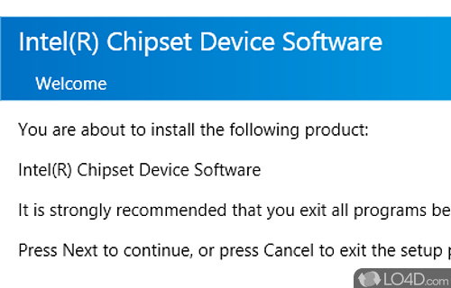 Screenshot of Intel Chipset Software Installation Utility - Installs INF files to the target OS to help the functioning