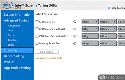 User interface - Screenshot of Intel Extreme Tuning Utility