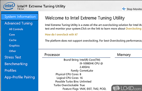 Overclock and stress the PC - Screenshot of Intel Extreme Tuning Utility