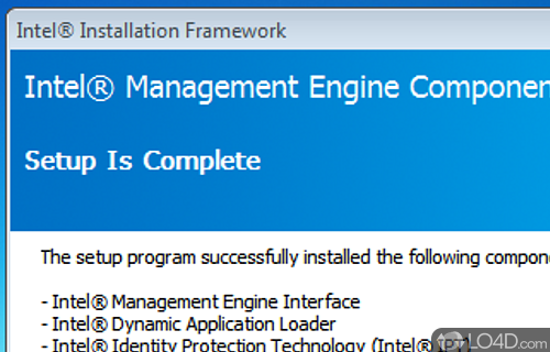 Screenshot of Intel Management Engine Components - User interface