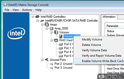 Screenshot of Intel Matrix Storage Manager - User interface