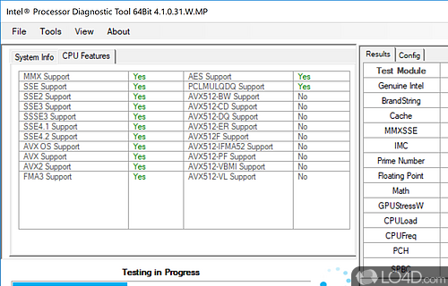 Intel Processor Diagnostic Tool Screenshot