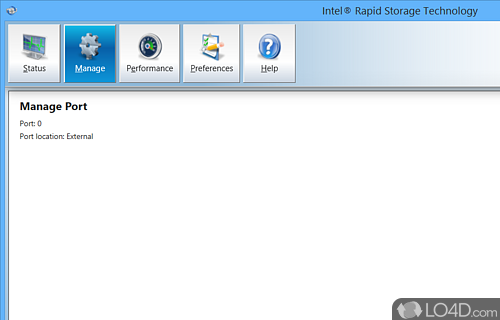 User interface - Screenshot of Intel Rapid Storage Technology