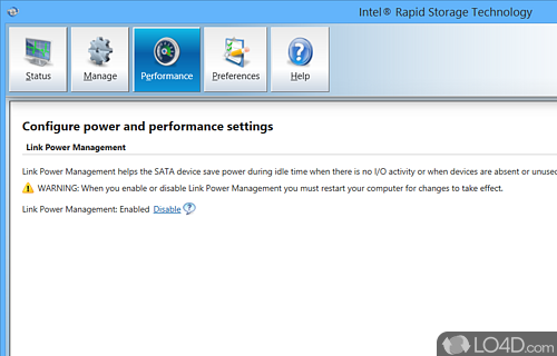 Intel Rapid Storage Technology screenshot