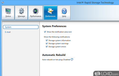 Intel Rapid Storage Technology screenshot