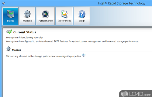 Driver for RAID and other hardware configurations - Screenshot of Intel Rapid Storage Technology