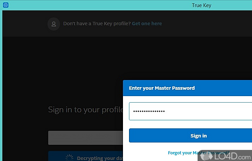 Screenshot of True Key - Log in account on multiple websites or services without typing credentials every time