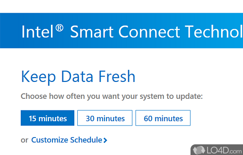 User interface - Screenshot of Intel Smart Connect Technology