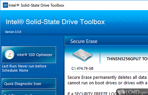 Intel Solid-State Drive Toolbox - Screenshot of Intel SSD Toolbox