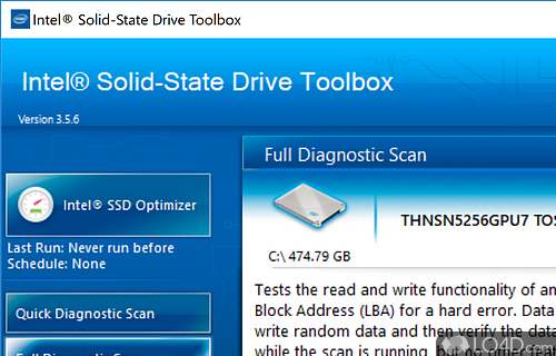 Drive management software - Screenshot of Intel SSD Toolbox