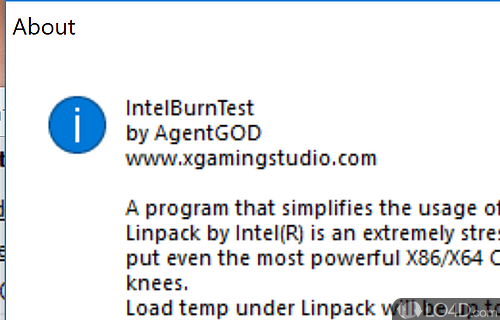 Stress the computer to know it capabilities - Screenshot of IntelBurnTest
