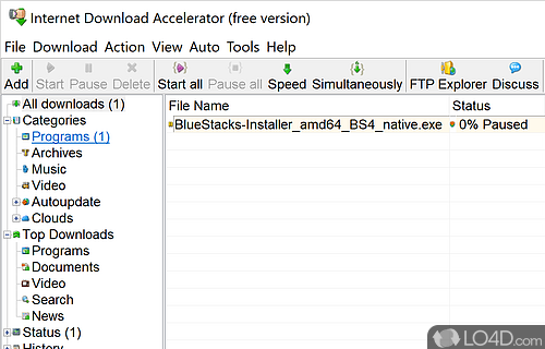 Software solution that provides users with acceleration, resuming - Screenshot of Internet Download Accelerator