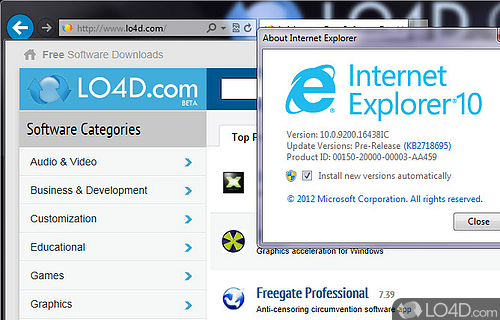Internet Explorer 10 Screenshot
